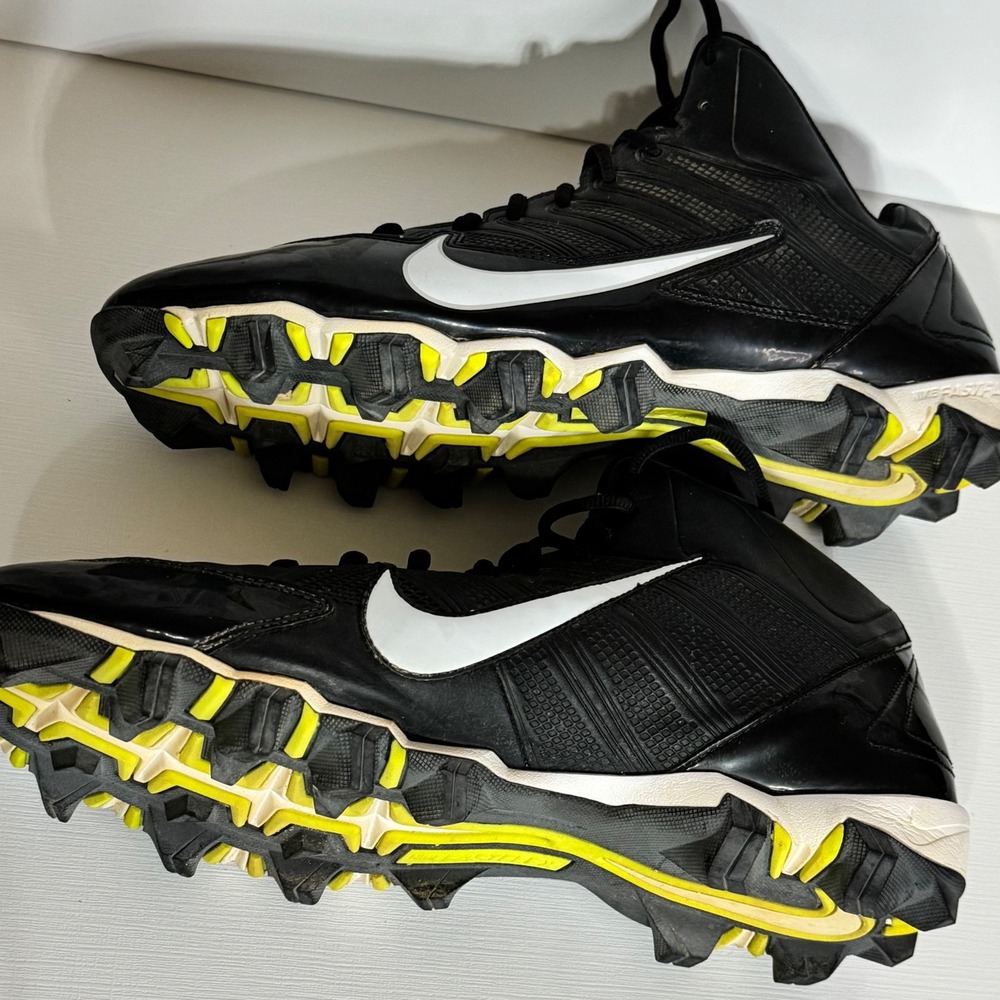 nike alpha shark 2 football cleats mens size 13 black white 642770-001 mid top